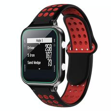 Per Garmin Approach S20 cinturino in silicone traspirante perforato bicolore (nero + rosso)