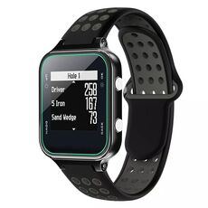 Per Garmin Approach S20 cinturino in silicone traspirante perforato bicolore (nero + grigio)