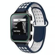 Per Garmin Approach S20 cinturino in silicone traspirante perforato bicolore (blu notte + bianco)