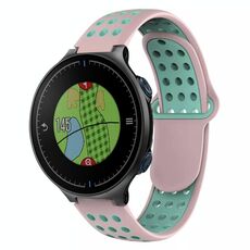 Per Garmin Approach S5 cinturino in silicone traspirante perforato bicolore (rosa + verde acqua)