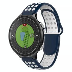 Per Garmin Approach S6 Cinturino in silicone traspirante perforato bicolore (blu notte + bianco)