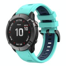 Per Garmin Fenix 6 GPS 22mm Cinturino sportivo in silicone bicolore (verde menta + blu)