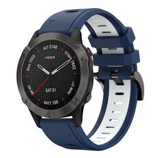 Per Garmin Fenix 6 Sapphire GPS 22mm Cinturino sportivo in silicone bicolore (blu notte + bianco)