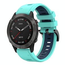 Per Garmin Fenix 6 Sapphire GPS 22mm Cinturino sportivo in silicone bicolore (verde menta + blu)