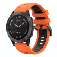 Per Garmin Fenix 6 Sapphire GPS 22mm Cinturino sportivo in silicone bicolore (arancione + nero)