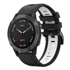Per Garmin Fenix 6 Sapphire GPS 22mm Cinturino sportivo in silicone bicolore (nero + bianco)