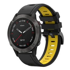 Per Garmin Fenix 6 Sapphire GPS 22mm Cinturino sportivo in silicone bicolore (nero + giallo)