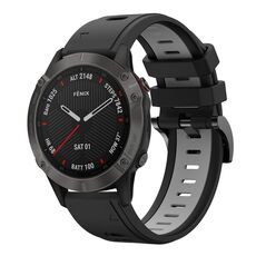 Per Garmin Fenix 6 Sapphire GPS 22mm Cinturino sportivo in silicone bicolore (nero + grigio)