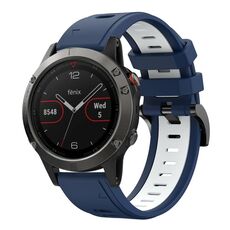 Per Garmin Fenix 5 22mm Cinturino sportivo in silicone bicolore (blu notte + bianco)