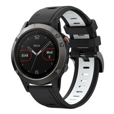 Per Garmin Fenix 5 22mm Cinturino sportivo in silicone bicolore (nero + bianco)