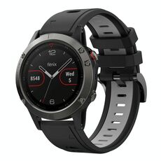 Per Garmin Fenix 5 22mm Cinturino sportivo in silicone bicolore (nero + grigio)