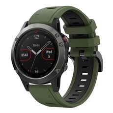 Per Garmin Fenix 5 22mm Cinturino sportivo in silicone bicolore (verde militare + nero)