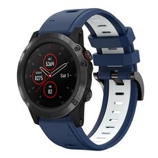 Per Garmin Fenix 5 Plus 22mm Cinturino sportivo in silicone bicolore (blu notte + bianco)
