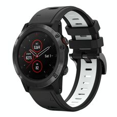 Per Garmin Fenix 5 Plus 22mm Cinturino sportivo in silicone bicolore (nero + bianco)