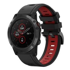 Per Garmin Fenix 5 Plus 22mm Cinturino sportivo in silicone bicolore (nero + rosso)