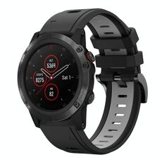 Per Garmin Fenix 5 Plus 22mm Cinturino sportivo in silicone bicolore (nero + grigio)