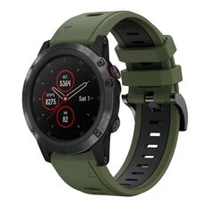 Per Garmin Fenix 5 Plus 22mm Cinturino sportivo in silicone bicolore (verde militare + nero)