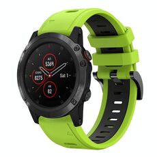 Per Garmin Fenix 5 Plus 22mm Cinturino sportivo in silicone bicolore (verde lime + nero)
