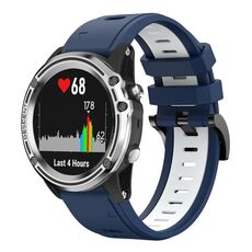 Per Garmin Quatix 5 22mm Cinturino sportivo in silicone bicolore (blu notte + bianco)