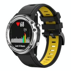Per Garmin Quatix 5 22mm Cinturino sportivo in silicone bicolore (nero + giallo)