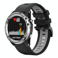 Per Garmin Quatix 5 22mm Cinturino sportivo in silicone bicolore (nero + grigio)
