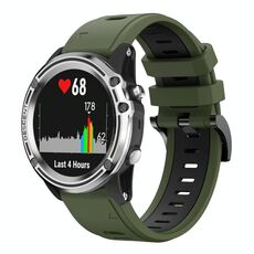 Per Garmin Quatix 5 22mm Cinturino sportivo in silicone bicolore (verde militare + nero)