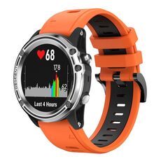 Per Garmin Quatix 5 Sapphire 22mm Cinturino sportivo in silicone bicolore (arancione + nero)