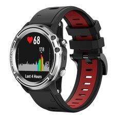 Per Garmin Quatix 5 Sapphire 22mm Cinturino sportivo in silicone bicolore (nero + rosso)