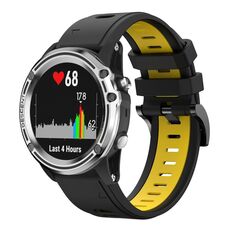 Per Garmin Quatix 5 Sapphire 22mm Cinturino sportivo in silicone bicolore (nero + giallo)