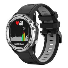 Per Garmin Quatix 5 Sapphire 22mm Cinturino sportivo in silicone bicolore (nero + grigio)