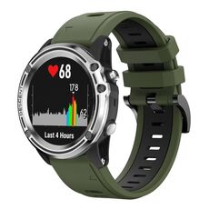 Per Garmin Quatix 5 Sapphire 22mm Cinturino sportivo in silicone bicolore (verde militare + nero)