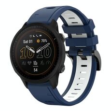 Per Garmin Forerunner 955 22mm Cinturino sportivo in silicone bicolore (blu notte + bianco)