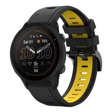 Per Garmin Forerunner 955 22mm Cinturino sportivo in silicone bicolore (nero + giallo)