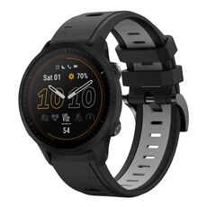 Per Garmin Forerunner 955 22mm Cinturino sportivo in silicone bicolore (nero + grigio)