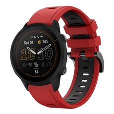 Per Garmin Forerunner 955 22mm Cinturino sportivo in silicone bicolore (rosso + nero)