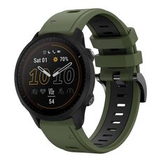 Per Garmin Forerunner 955 22mm Cinturino sportivo in silicone bicolore (verde militare + nero)