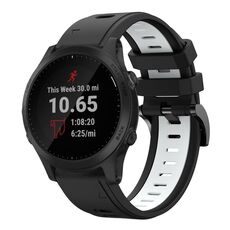 Per Garmin Forerunner 945 22mm Cinturino sportivo in silicone bicolore (nero + bianco)