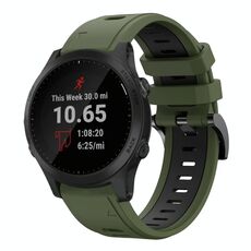 Per Garmin Forerunner 945 22mm Cinturino sportivo in silicone bicolore (verde militare + nero)