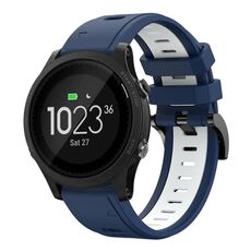 Per Garmin Forerunner 935 22mm Cinturino sportivo in silicone bicolore (blu notte + bianco)