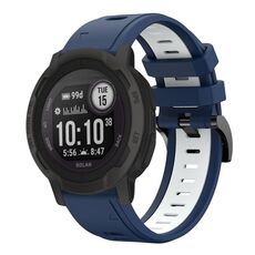 Per Garmin Instinct 2 Cinturino sportivo in silicone bicolore da 22 mm (blu notte + bianco)