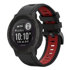 Per Garmin Instinct 2 Cinturino sportivo in silicone bicolore da 22 mm (nero + rosso)