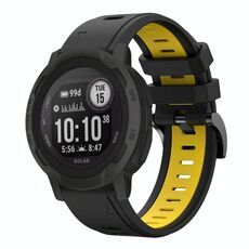 Per Garmin Instinct 2 Cinturino sportivo in silicone bicolore da 22 mm (nero + giallo)