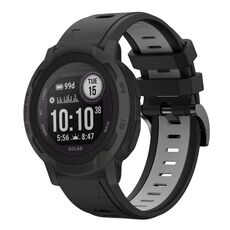 Per Garmin Instinct 2 Cinturino sportivo in silicone bicolore da 22 mm (nero + grigio)