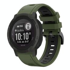 Per Garmin Instinct 2 Cinturino sportivo in silicone bicolore da 22 mm (verde militare + nero)