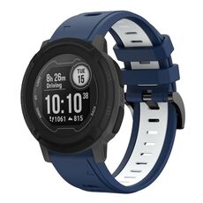 Per Garmin Instinct 22mm Cinturino sportivo in silicone bicolore (blu notte + bianco)
