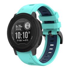 Per Garmin Instinct 22mm Cinturino sportivo in silicone bicolore (verde menta + blu)