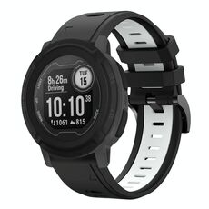 Per Garmin Instinct 22mm Cinturino sportivo in silicone bicolore (nero + bianco)