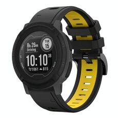 Per Garmin Instinct 22mm Cinturino sportivo in silicone bicolore (nero + giallo)