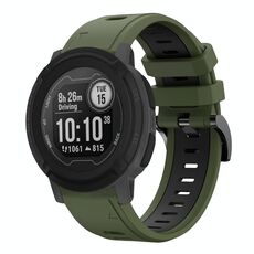 Per Garmin Instinct 22mm Cinturino sportivo in silicone bicolore (verde militare + nero)