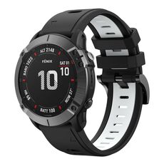 Per Garmin Fenix 6X Pro 26mm Cinturino sportivo in silicone bicolore (nero + bianco)